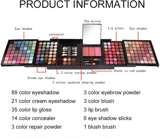 177 Professional Custom 177 Colors All-in-One Full Cosmetic Kit Makeup Box Set with Mirror Christmas Gift Makeup Set for Girls