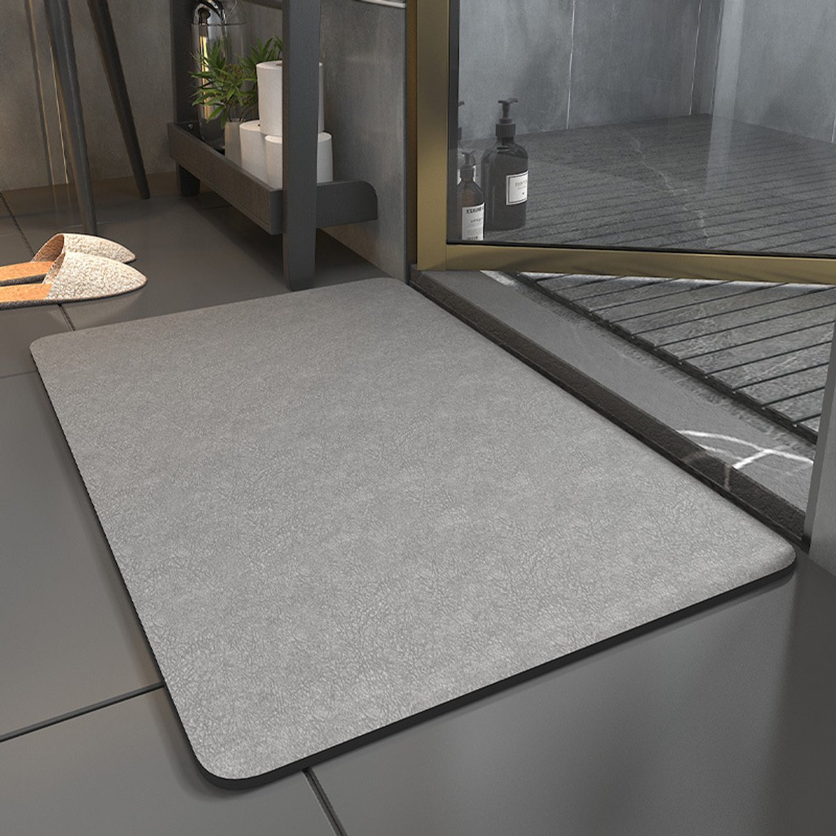 Antislip badmat, badmat, 60x40 cm absorberende badmat, snel antislip douchemat, zachte microvezel badmat, grijs