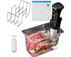 Sous Vide Container - 6 Liter Waterbad met Deksel, Rek en Vacuümzakken voor Thuis Koken