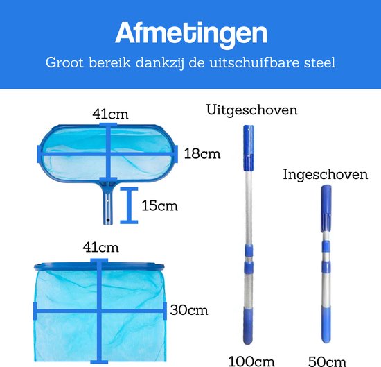 DIVERZA Telescoop Schepnet - 18x41cm - Uitschuifbare Telescoopsteel 50–120 cm - Fijnmazig Visnet - Zwembad Schepnet - Vijver Schepnet - Lichtgewicht & Duurzaam van Merkloos — afbeelding 5