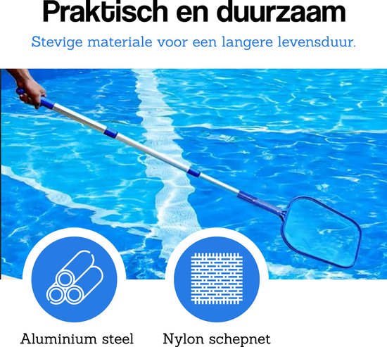 DIVERZA Telescoop Schepnet - 30x25cm - Uitschuifbare Telescoopsteel 50–150 cm - Fijnmazig Visnet - Zwembad Schepnet - Vijver Schepnet - Lichtgewicht & Duurzaam van Merkloos — afbeelding 3