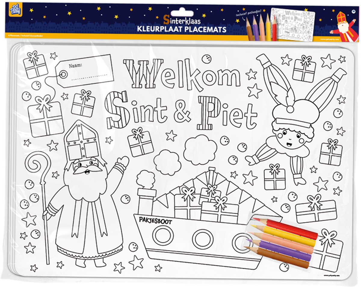 Image of 6 x 4 Placemats / kleurplaten sinterklaas 24 stuks
