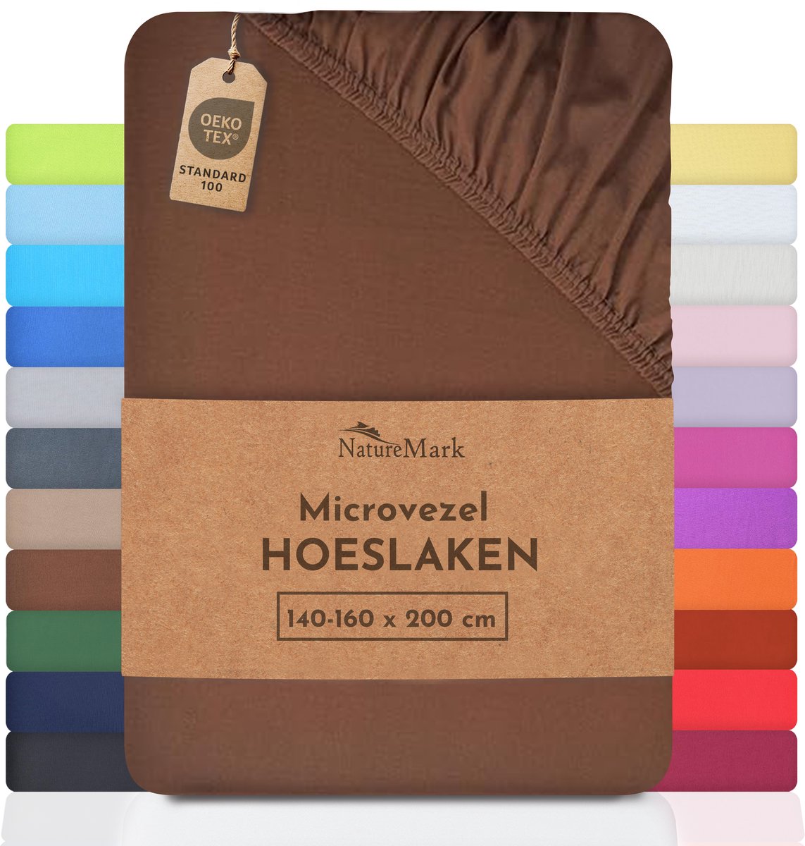 NatureMark Microvezel hoeslaken in vele maten en kleuren, 140x200cm chocoladebruin