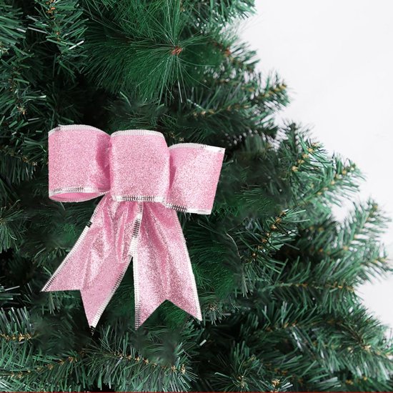 12 Grote Kerststrikken Roségoud Versierd met Pailletten - Kerstboom Decoratie en
