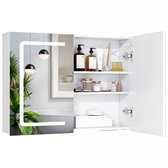 Meuble de salle de bain Xbro avec écran tactile, Siècle des Lumières LED 3 couleurs et miroir – Armoire de toilette avec miroir et prise UE – Pour salle de bain – 80 × 16 × 60 cm – Wit