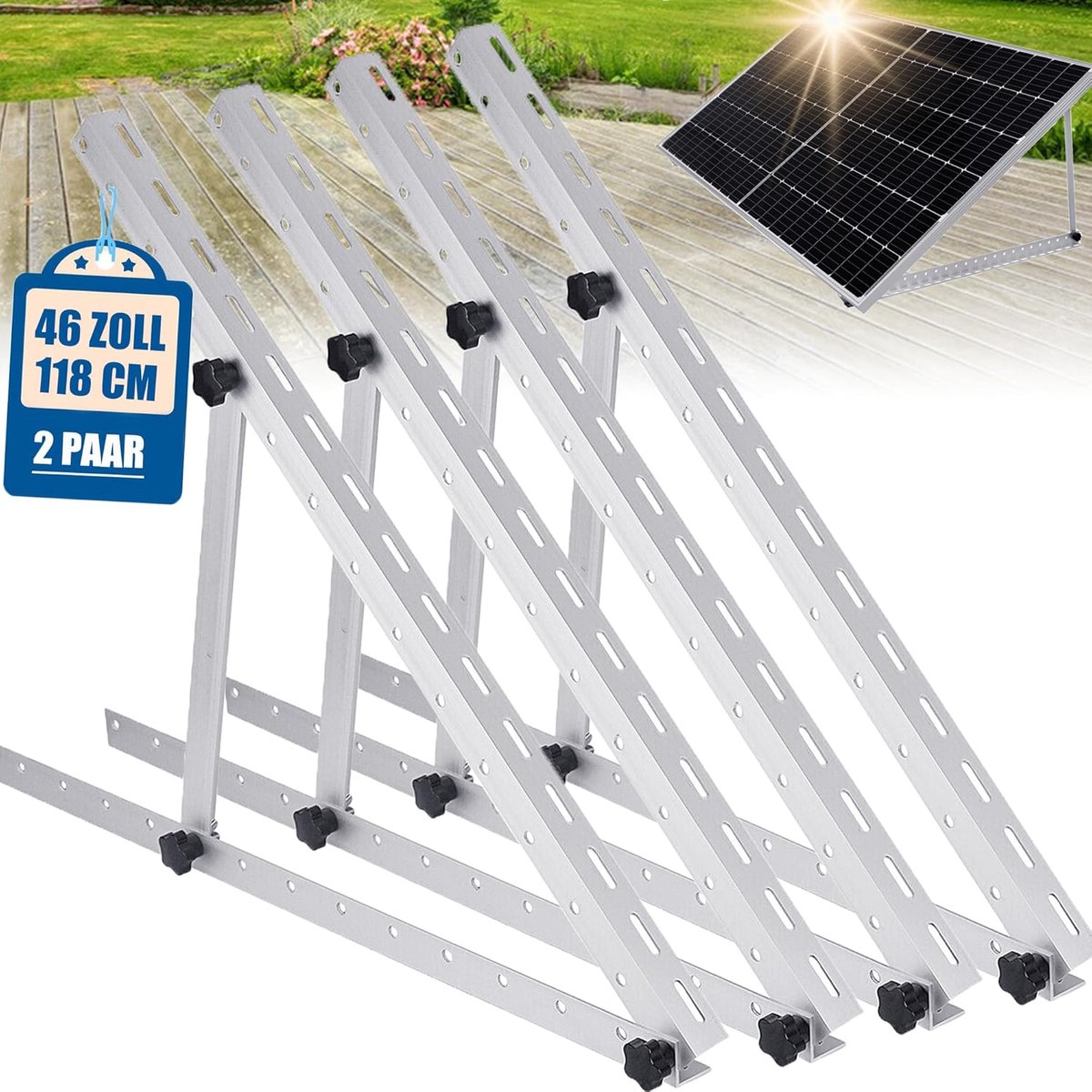 WARMFAY Beugel voor zonnepaneelverhoging tot 118 cm plat dak PV-zonnepaneel