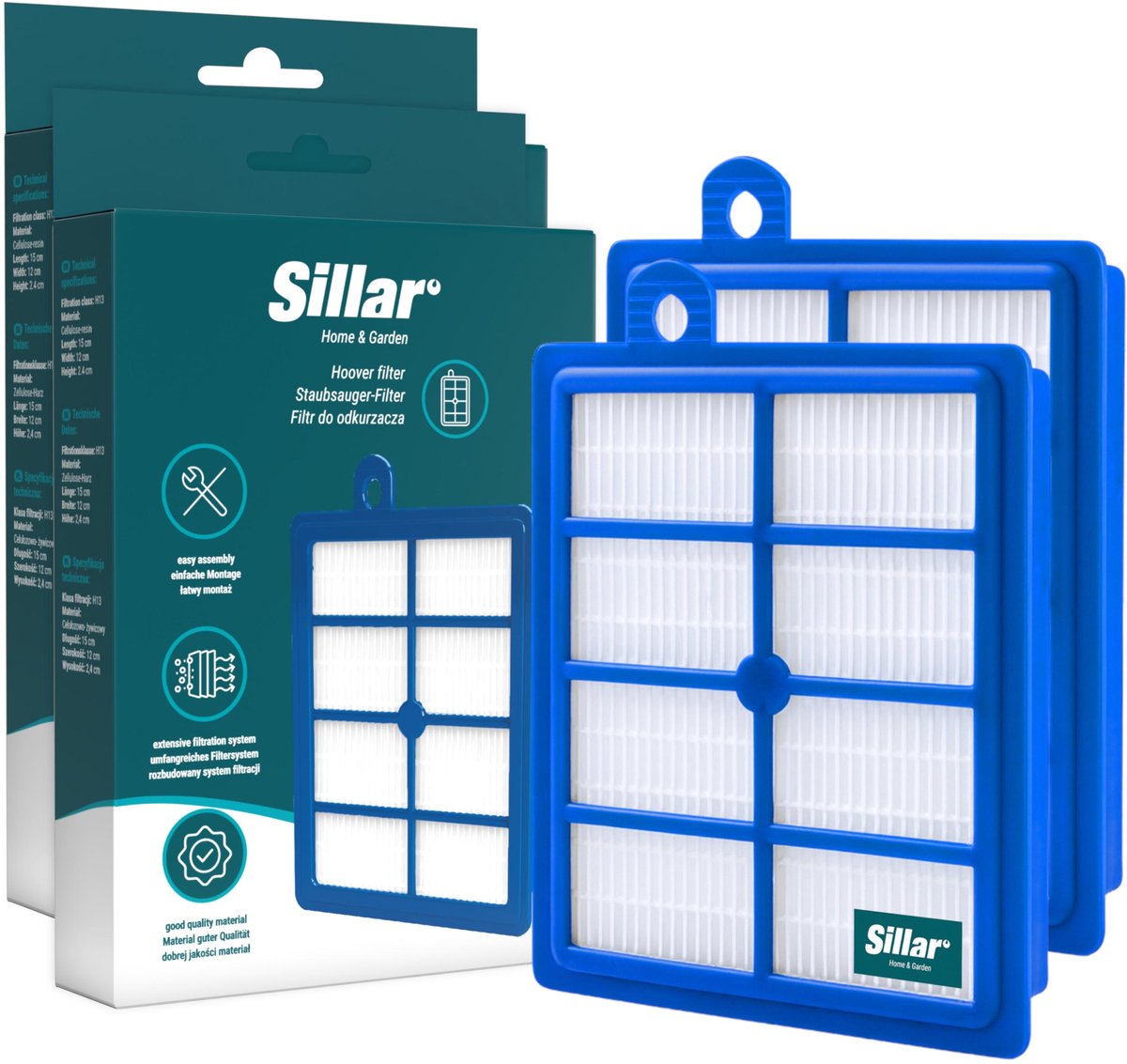 Sillar, set 2 stofzuigerfilters, HEPA, anti-allergeen, geschikt voor Electrolux Classic Silence Ultra Silencer Pure D8 D9, vervanging voor filters AFS1W, EFH12, FSEL01, FR-6558, FR-7111, 9001951202