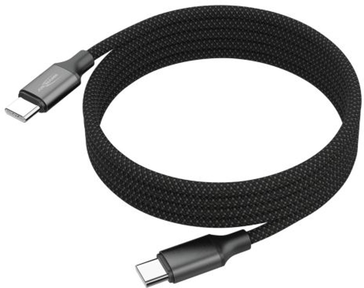 Ansmann 1700-0186 USB-C-kabel USB-C stekker 1.2 m Zwart Textielmantel
