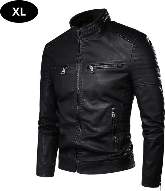 Veste en cuir Livano - Veste en cuir - Veste en cuir - Blouson aviateur - Veste de pilote - Blazer - Motard - Veste de moto - Souris de moto - Homme - Zwart XL
