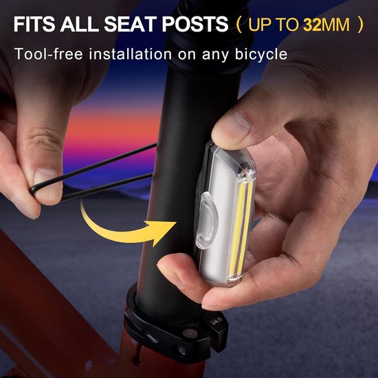 Oplaadbaar Fiets Achterlicht met Super Fel LED - Eenvoudig te Bevestigen met Clip, Rood Licht voor ultieme Veiligheid — afbeelding 3