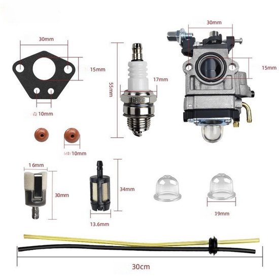 Carburateur Bosmaaier 40-5 43 52CC BC520 CG430 Carburateur Carb Kit met Pakkingpijp, Bougie en Brandstoffilter van Merkloos	 — afbeelding 2