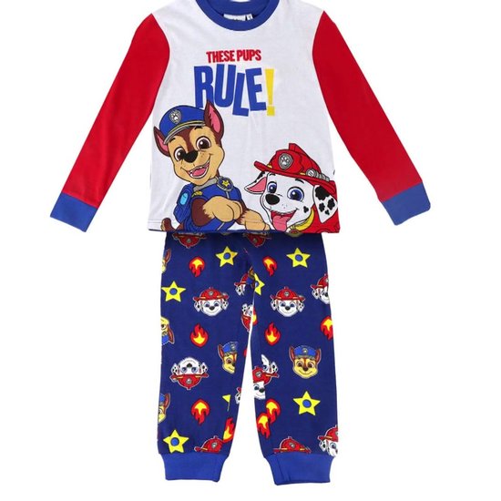 Paw Patrol Pyjama Jongens – Chase & Marshall – Blauw/Rood – Lange Mouw – Kinderen