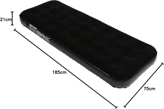 Opblaasbaar matras voor 1 persoon - Zwart, Velours Comfort van Merkloos — afbeelding 2