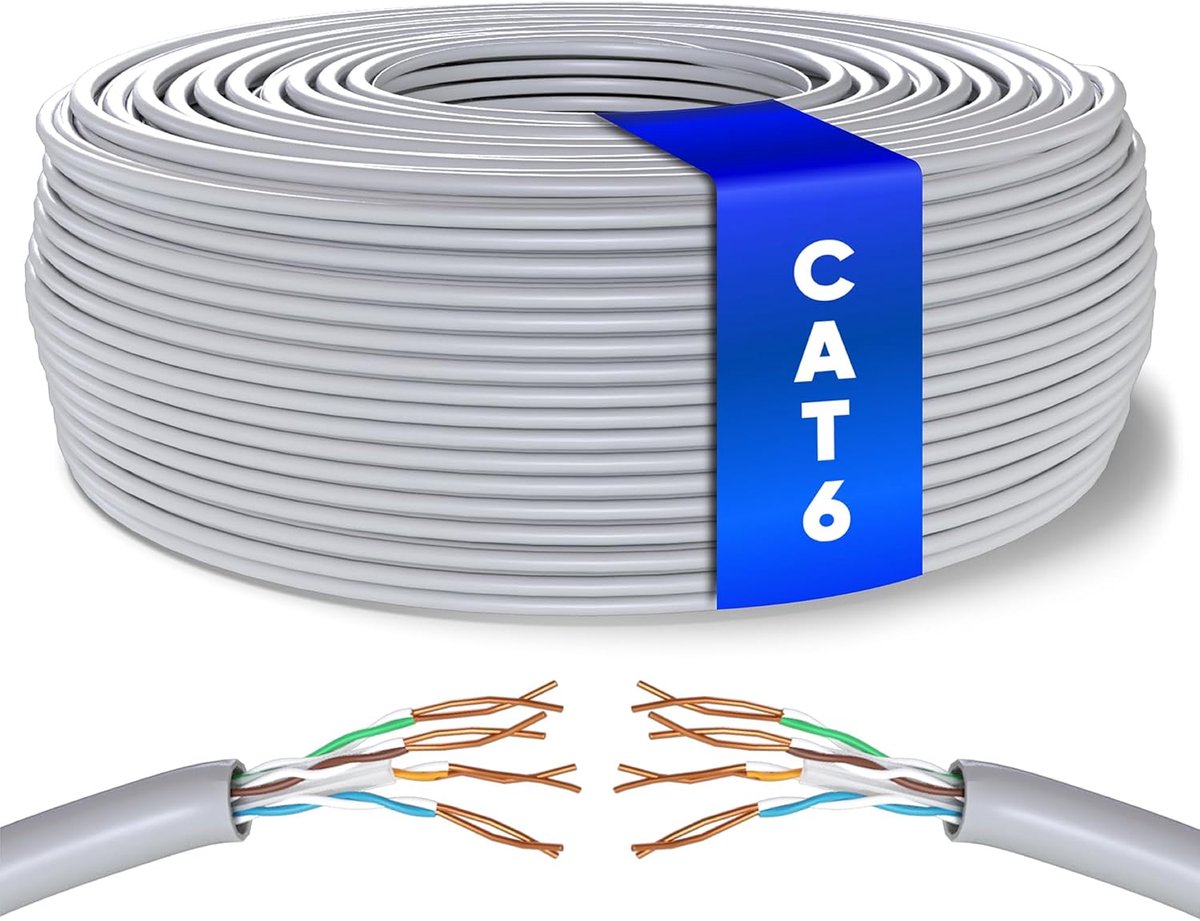Image of 50m CAT6 Ethernetkabel | AWG24, CCA, UTP, RJ45 | Snelle LAN Gigabit Internetverbinding