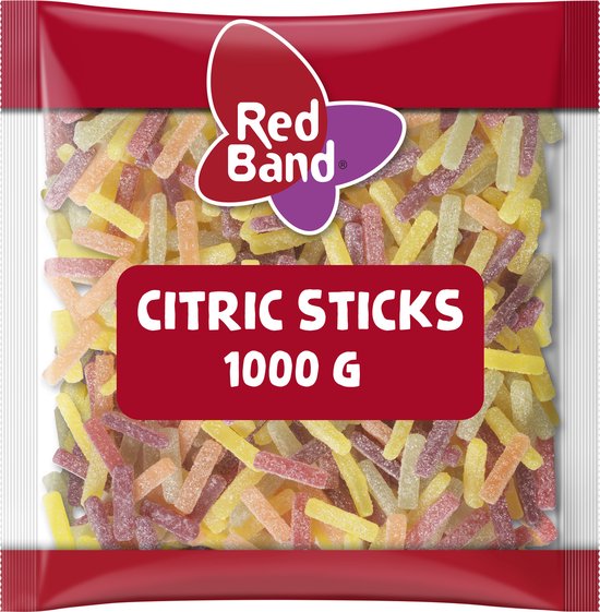 Red Band Citric sticks snoep - zure fruitsmaak - zak 1000g