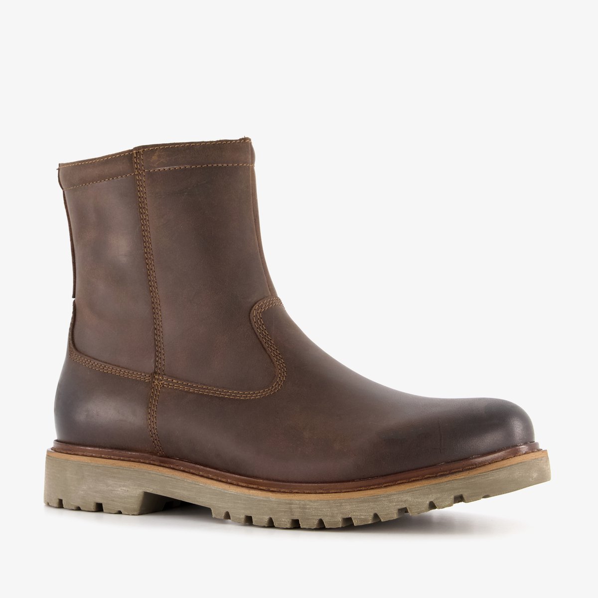 Output gevoerde leren heren boots bruin - Maat 43
