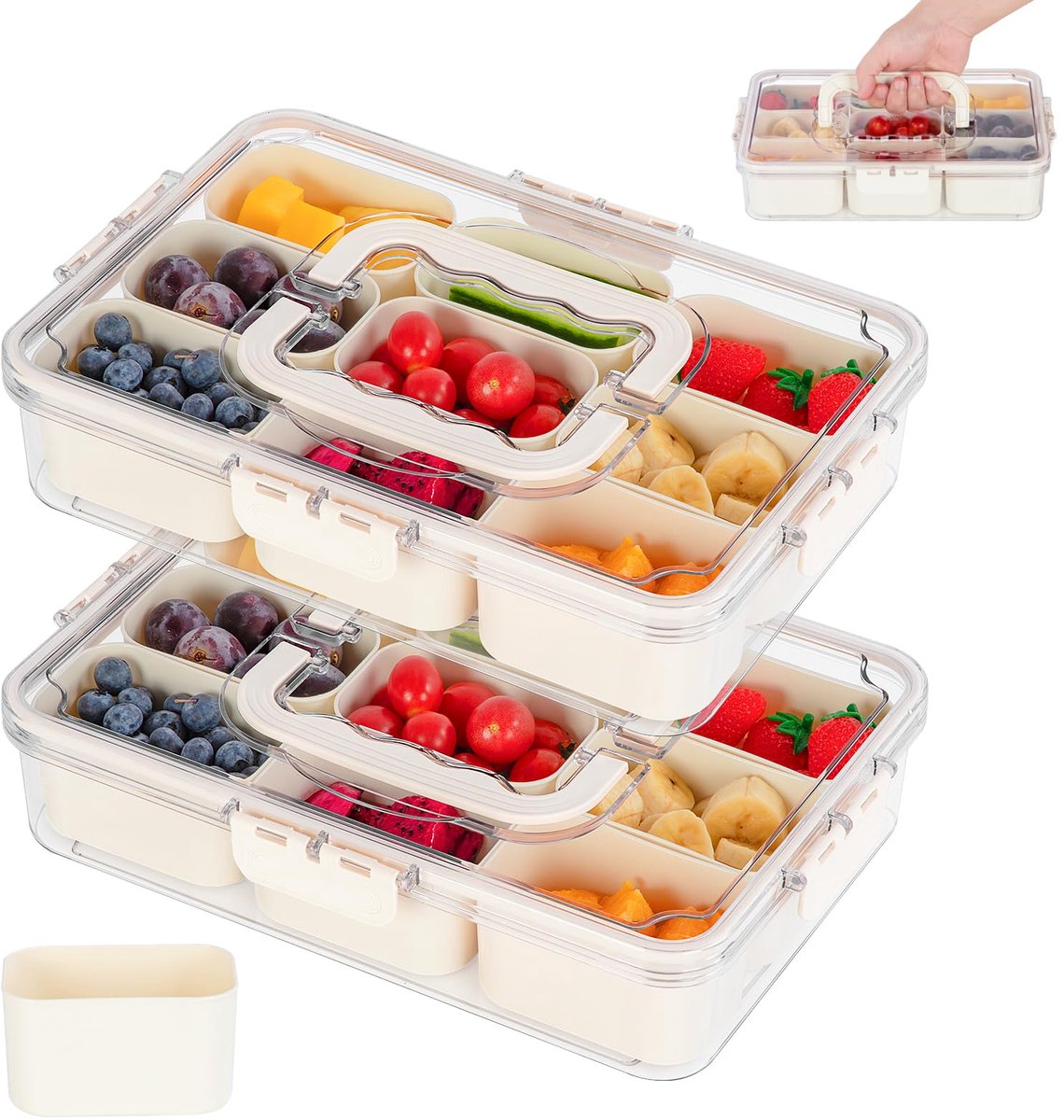 Ibenzoa® Handige en draagbare snackbox met meerdere vakken voor feest en picknick