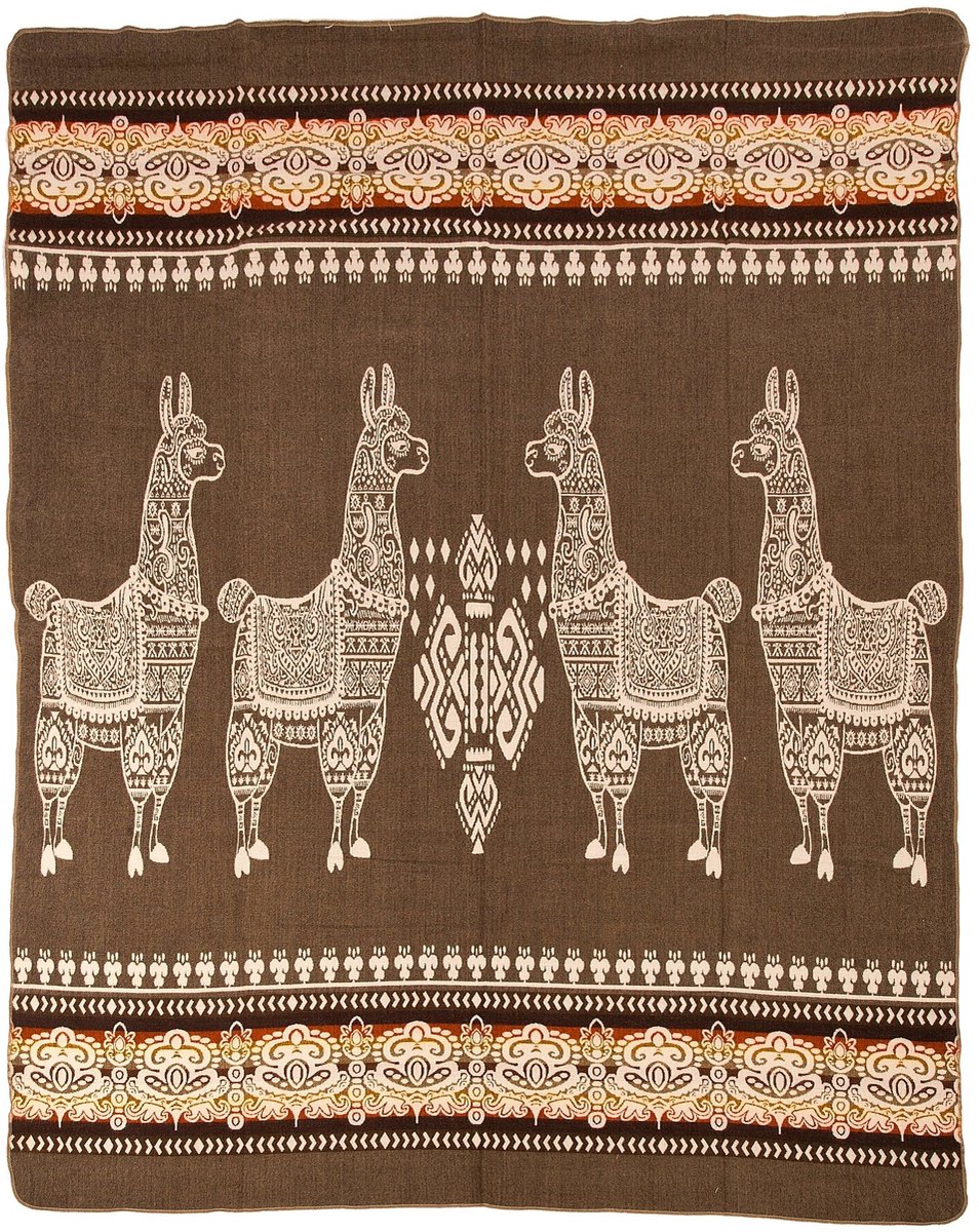 Lorenzo Cana Luxe alpacadeken van 100% alpacawol - alpaca wollig zacht deken woondeken sofadeken sprei knuffeldeken geruite deken lichtbruin 96076