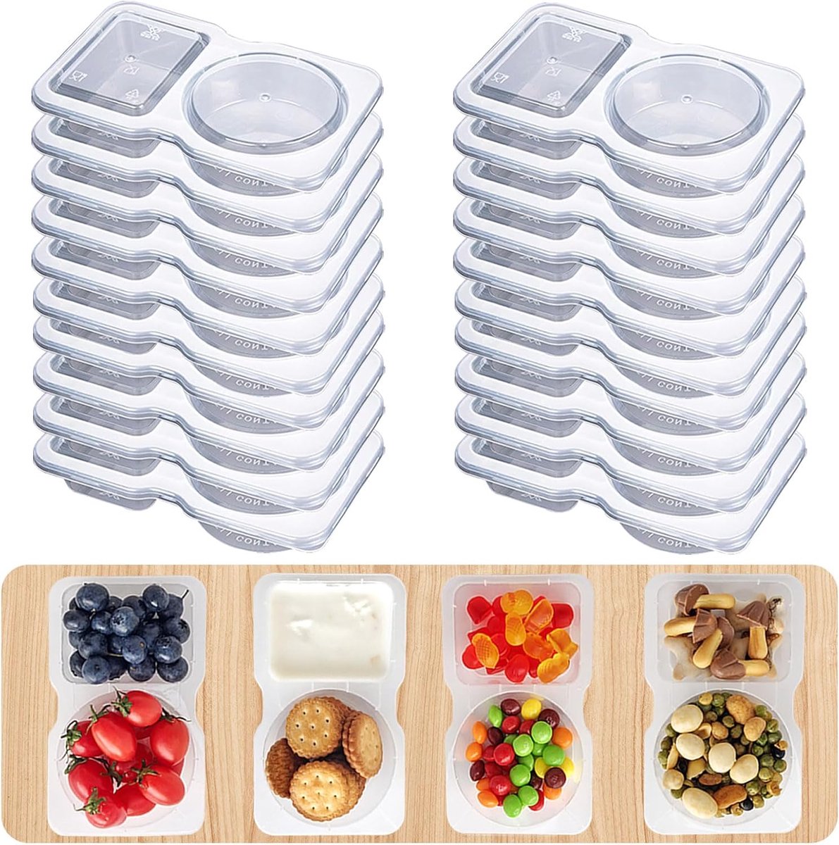 BOTC Snackcontainers - 20 stuks Herbruikbare met deksels - Snackverpakkingen voor portiecontrole en maaltijden - Lunchcontainers