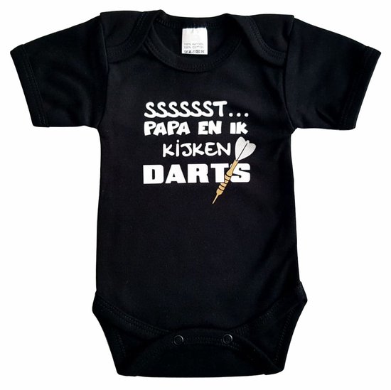 Barboteuse noire avec "Sssssst ... Papa et moi regardons les fléchettes" - 3 mois - fête des pères, cadeau, cadeau maternité, rigolo, cadeau, bébé, texte