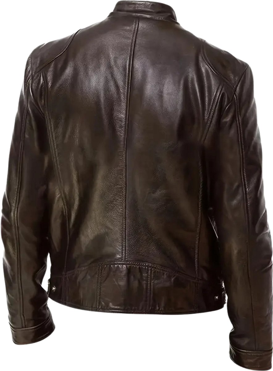Bovista Kunst Leren Jas - Leather Jacket - Lederen Jas - Bomberjack - Pilotenjack - Blazer - Biker - Motorjas - Motormuis - Heren - Bruin L – foto 2