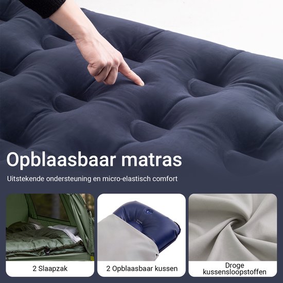 SoBuy OGS32-II-L-GR Opblaasbare Camping Tent - Donkergroen Textiel 193x145cm van Merkloos — afbeelding 4