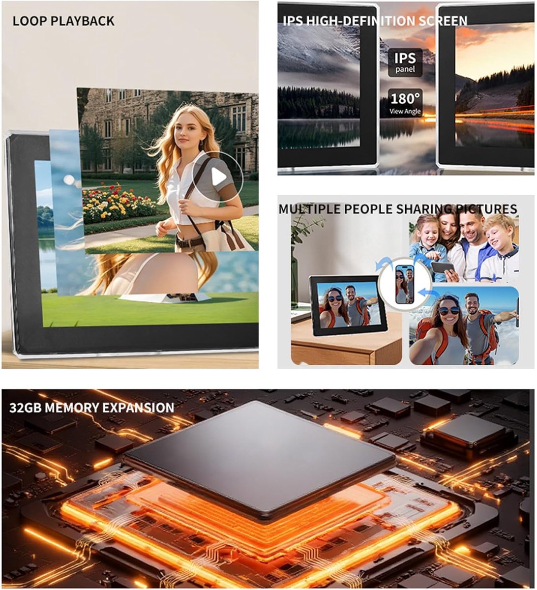 10.1 Inch Digitaal Fotolijst met Hoogwaardige Beeldkwaliteit en Draadloze Verbinding — cadeau in Wonen & Interieur - foto 7