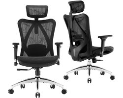 M57 Ergonomische Bureaustoel - Verstelbare Lendensteun - 3D Armleuning - Hoogteverstelling - Bureaustoelen voor Volwassenen tot 150kg - Zwart