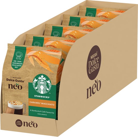 Starbucks by NESCAFÉ Dolce Gusto NEO dosettes et sachets de café Caramel Macchiato - 5x 6 dosettes + 6 sachets pour 6 tasses de café