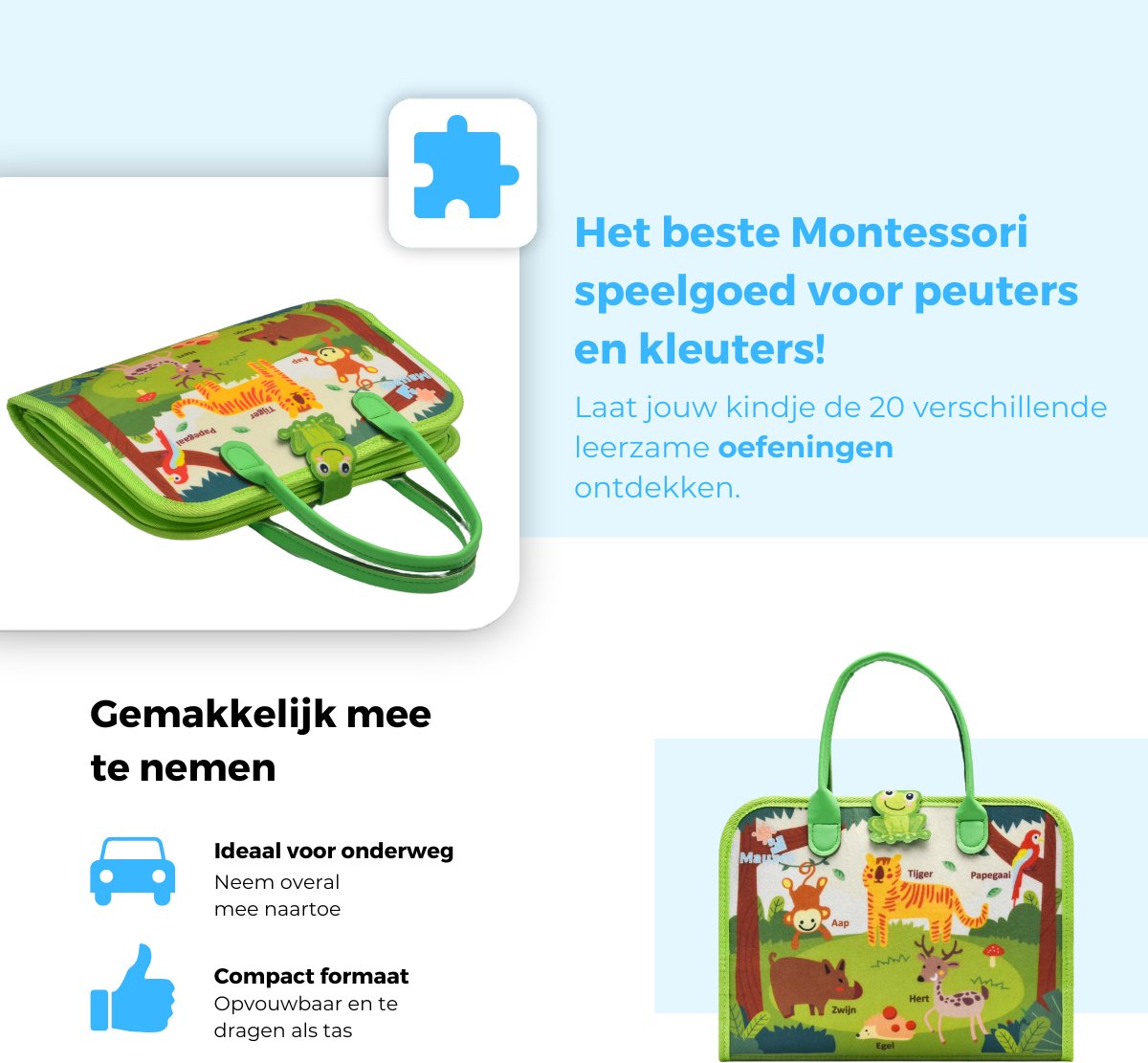 Mauzek® Busy Board Bos - Nederlands - Montessori speelgoed - Activiteitenboek - Sensorisch Speelgoed - Busy Book - Educatief Speelgoed - Peuter Speelgoed - Jongens - Meisjes - Voor in de auto - Voor onderweg - 3 jaar - 4 jaar - 5 jaar - 6 jaar — afbeelding 3