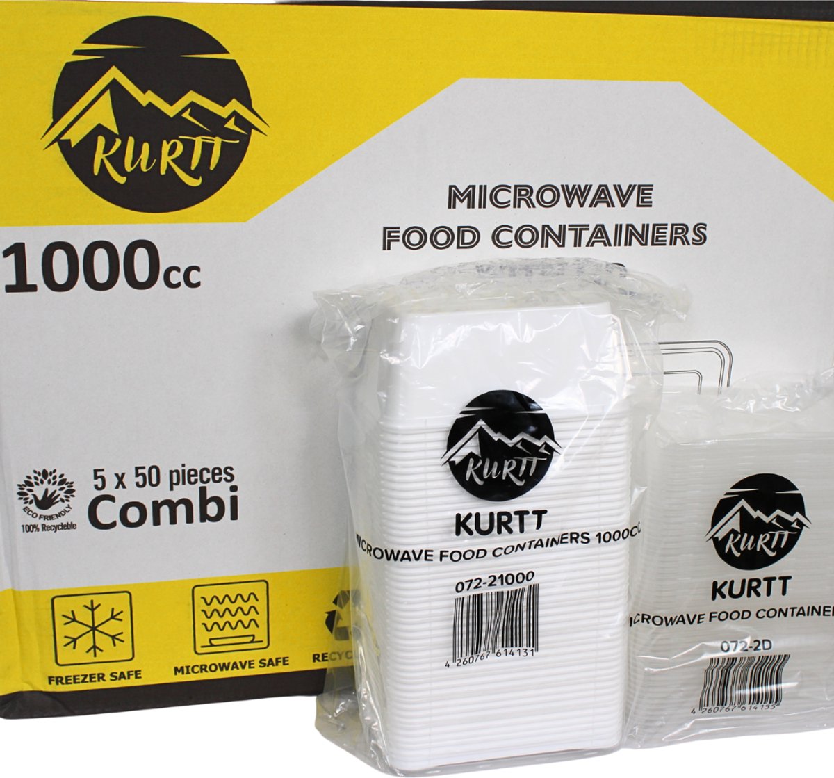 KURTT 100 stuks, 1000ml Meal prep bakjes, Maaltijdbakjes, 1-voudig, magnetronbakjes, prep meal bakjes, herbruikbaar plastic bakje - magnetronbestendig, vaatwasmachinebestendig en herbruikbaar, klik dekselsluiting, BPA-vrij
