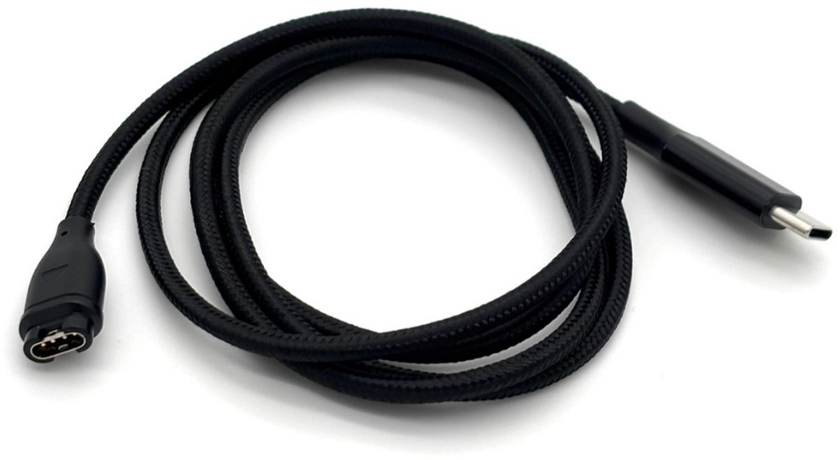 USB-C Oplaadkabel – Geschikt voor Garmin Horloges – 1 Meter – Nylon Gevlochten – Zwart