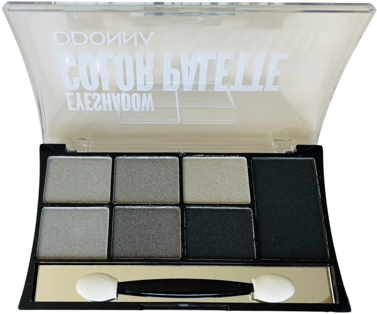D'Donna - Color Palette Oogschaduw - Planet Gris - Grijs/Zilver/Zwart - 1 doosje met applicator en spiegeltje
