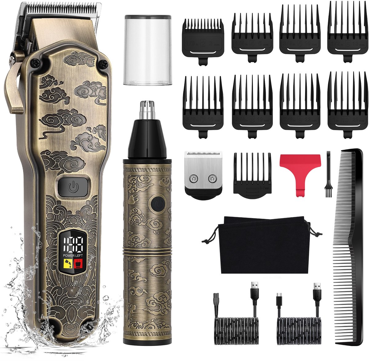 Hatteker Professionele Tondeuse voor Heren – Baardtrimmer & Neustrimmer 2-in-1 – Precisietrimmer – Waterdicht – USB Oplaadbaar – Multifunctioneel Tonduese