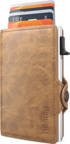 Porte-cartes extensible pour homme - Porte-cartes de crédit - Protection RFID - Billets et 11 cartes - Marron caramel