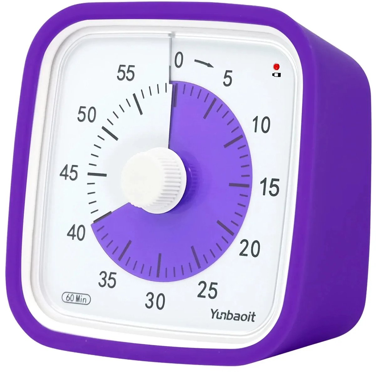 Visuele Timer met Siliconen Hoes- 60 Min Afteltimer - Stil Tijdbeheer voor Studeren, Werken, Koken en Vergaderingen - Inclusief Alarmfunctie - Yunbaoit VT01 - Paars/Paars