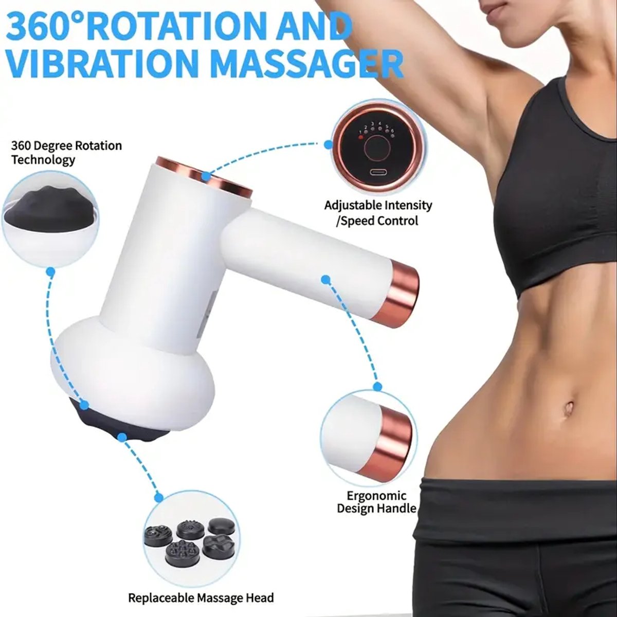 NCD Massage Gun met 5 Massagekoppen en USB Type-C Opladen - afbeelding 2