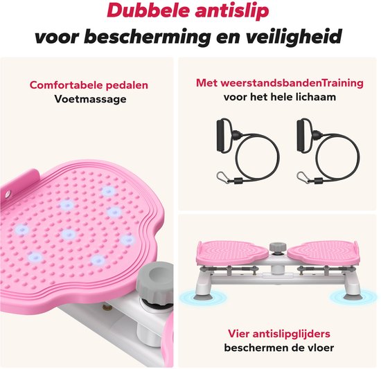 MERACH Twist Waist Disc Board Voor Vrouwen - Draaischijf Met 2 Weerstandsbanden, Balansboard Voor Buik, Benen, Billen & Heupen Tot 136KG, Stil Thuis Fitness