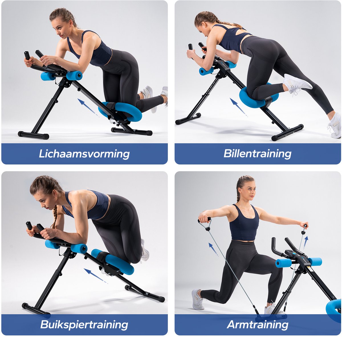 MERACH Buikspiermachine, Buikspiertrainer, Verstelbare Voor Buikspiertraining In De Fitnessstudio Inklapbaar Kniebescherming Buiktrainer Buiktraining 2607815343