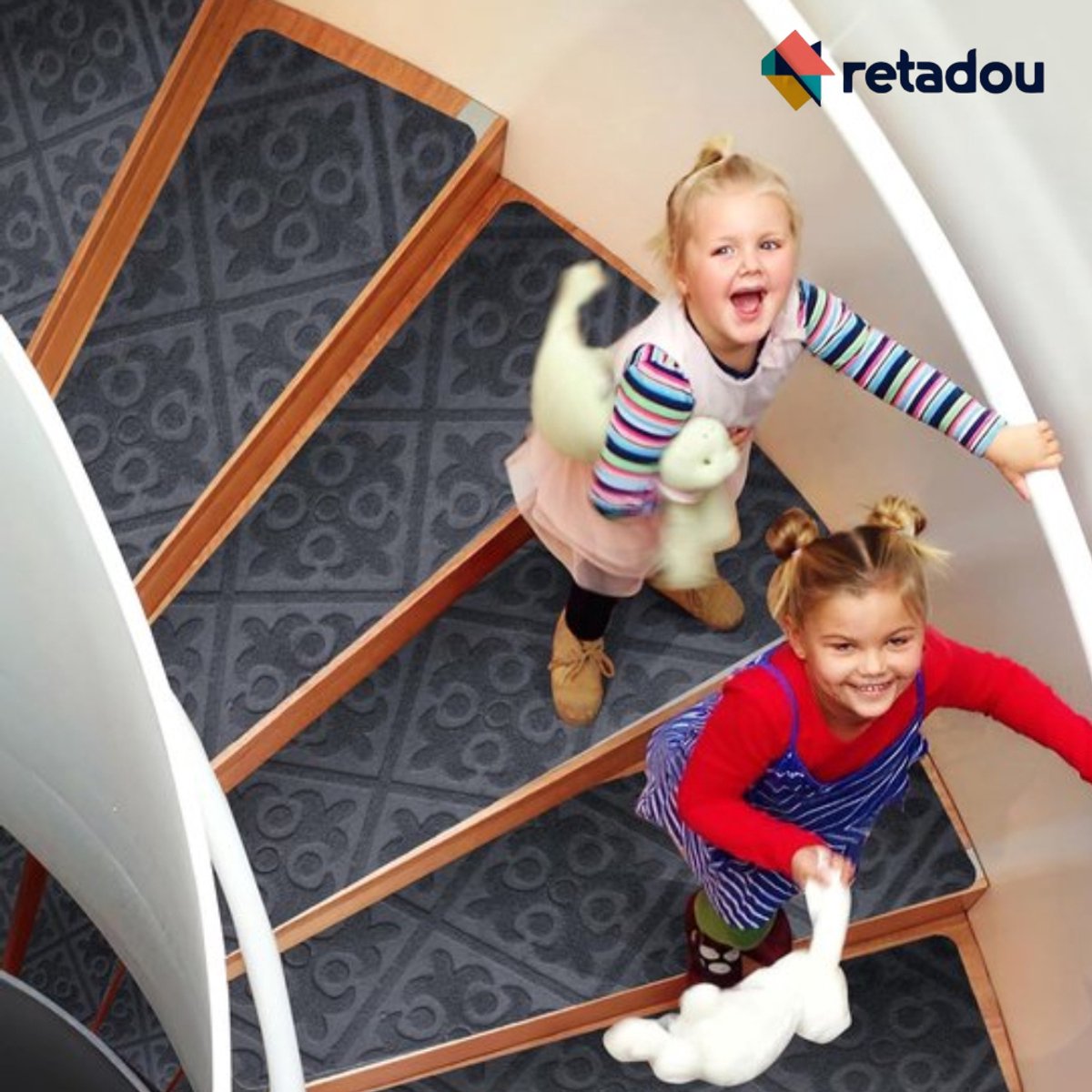 Traptredematten, 65 x 20 cm, antislip trapmatten, zelfklevend, traptreden voor trap, keuken, slaapkamer, trapmat voor ouderen, kinderen, honden (lichtgrijs)