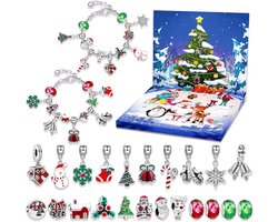 Adventskalender voor kinderen - adventskalender 2025 - 24 dagen aftellen - Kerstmis - countdown - aftellen naar Kerstmis met doe-het-zelf sieradenset - adventskalender voor meisjes en jongens - 24 bedels en 2 armbanden