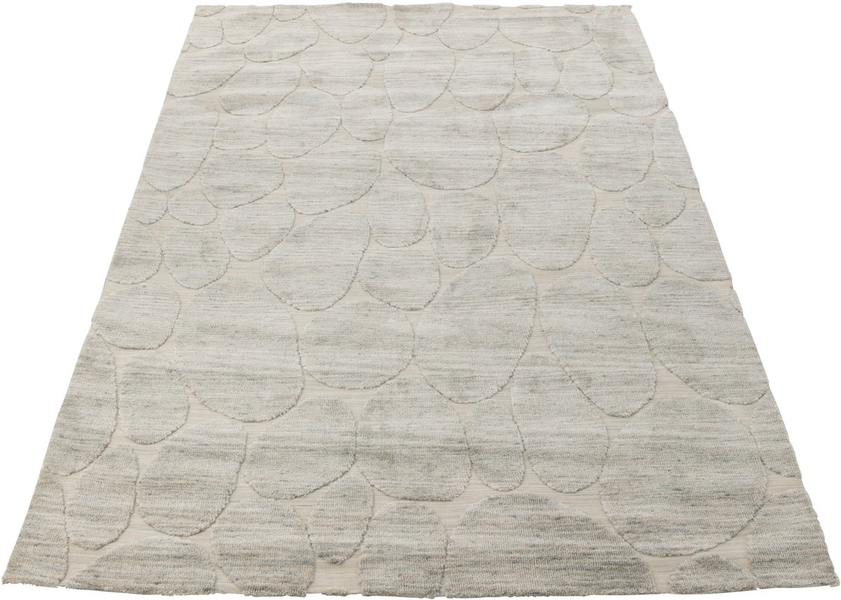 J-Line vloerkleed Steen Motief - polyester - grijsblauw