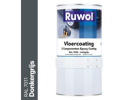 Ruwol 2K Epoxy Vloercoating RAL 7011 1 kg - Vloerverf - 3 populaire kleuren - Garagevloer Coating - Slijtvast, naadloos en vloeistofdicht - Eenvoudig Schoon te maken - 2 componenten verf