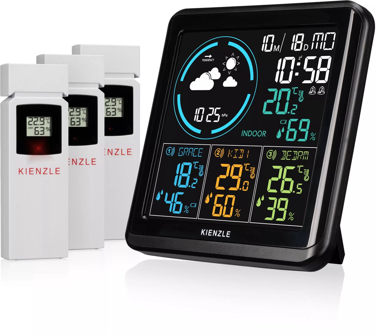 Kienzle Weerstation - Thermo-, Hygrometer - 3 Sensoren - Zwart
