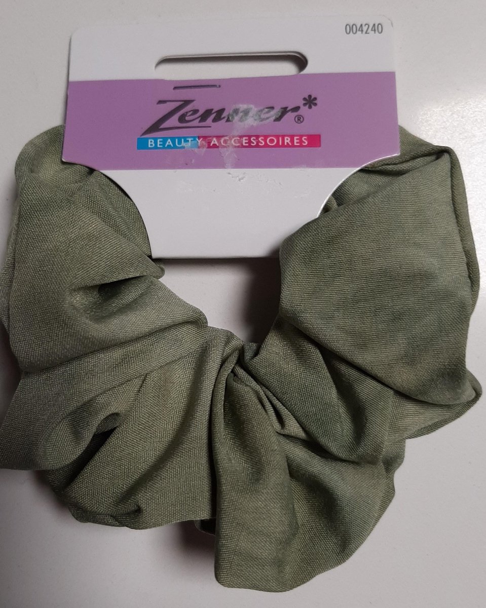 Zenner Scrunchie green effen - bladgroen groen - 10 cm - froezel naturel - polyester
