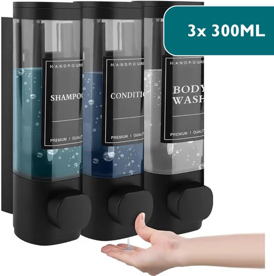 300 Ml Zeepdispenser Zonder Boren Voor Douche Keuken Hotel 2x Wandzeepdispenser 300 Ml - Zelfklevend, Geen Boren Nodig Voor Douche, Keuken Of Badkamer Keuken Afwasmiddel Dispenser