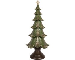 Clayre & Eef Décoration de Noël Image Sapin de Noël Ø 18x41 cm Vert Plastique