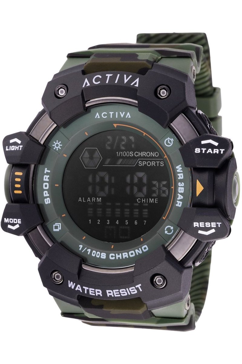 Activa x Invicta Digital ACW8050MC-004 Heren Horloge - Waterdicht - Digitaal - Quartz Uurwerk - Plastic met zwarte Wijzerplaat - 50mm