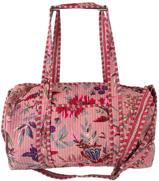 Sac week-end / sac de voyage Kantha Birds of Paradise Pink 49x33 cm