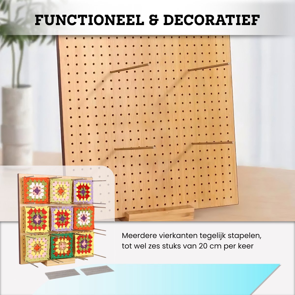 Somstyle Haakbord voor Granny Squares - 28 x 28 CM - Bord voor Haakwerk - Blokkeerbord Haken - Bruin — afbeelding 6